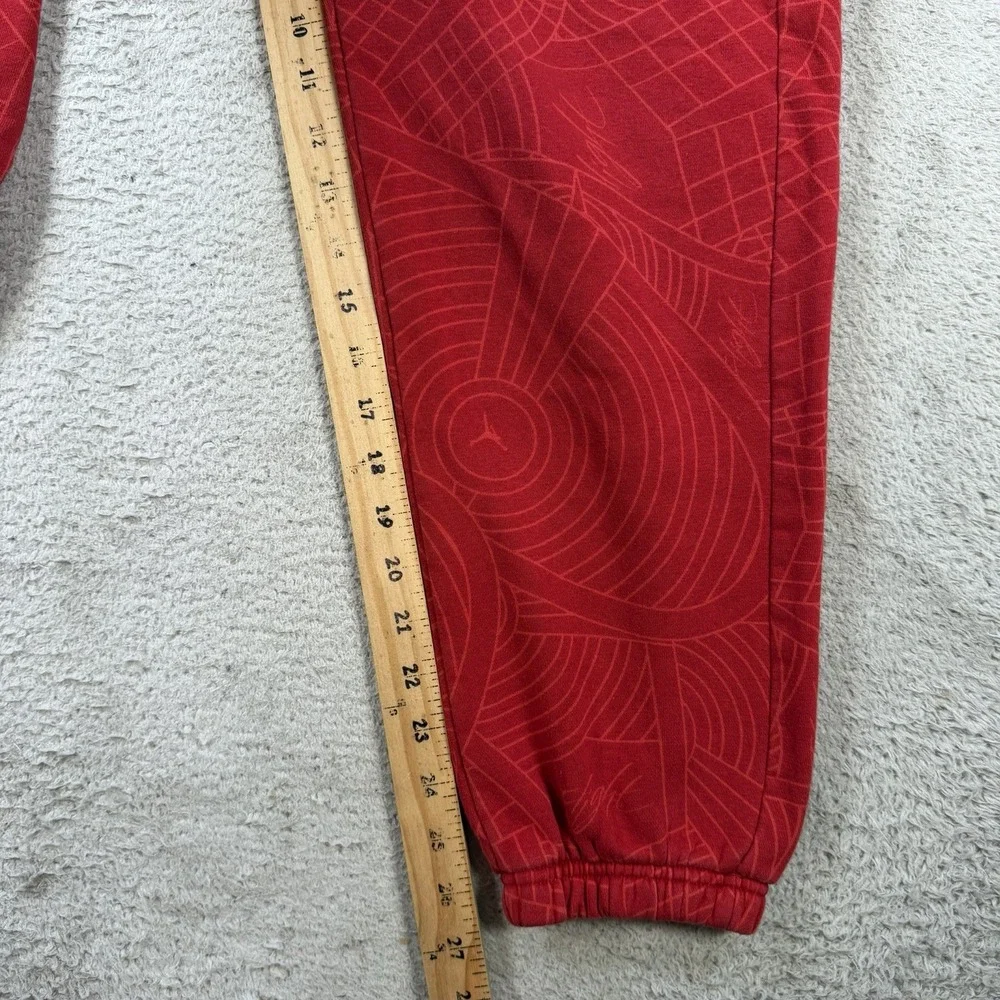Air Jordan Joggers Mens Small Red Fleece Drawstring Gym Geometric Sweatpants